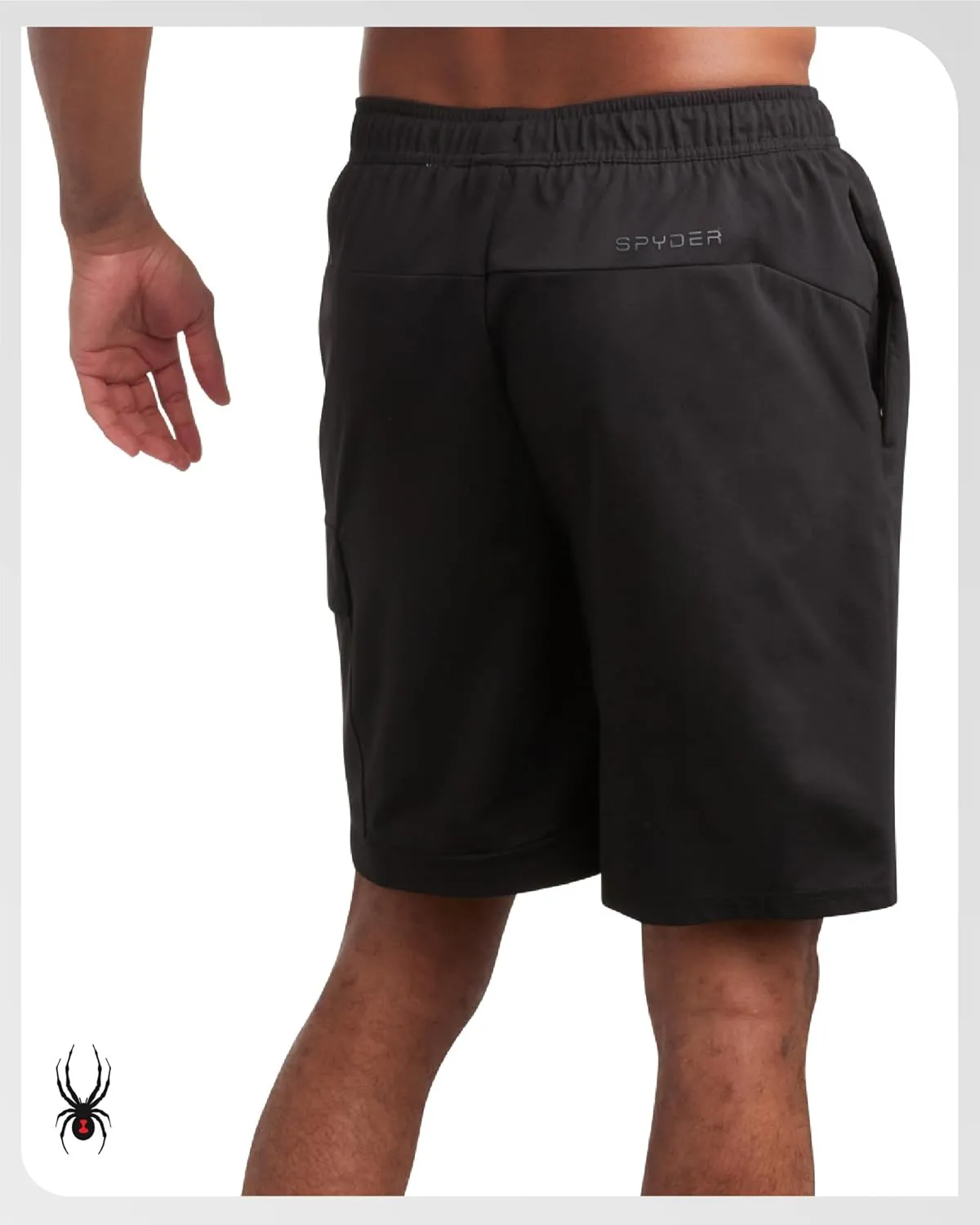 Spyder Mens Cargo Shorts - Stretch Tech Double Knit Fleece Athletic Shorts with Elastic Waistband Drawcord & Pockets (30-36)