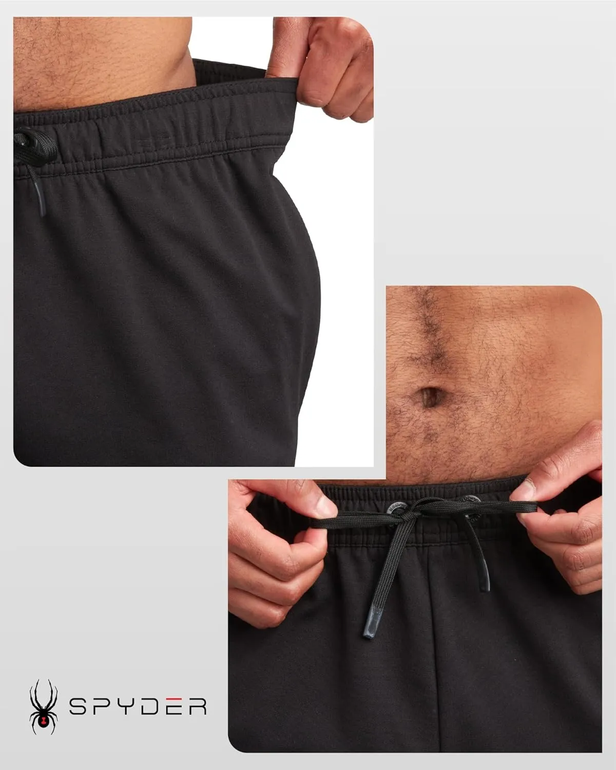Spyder Mens Cargo Shorts - Stretch Tech Double Knit Fleece Athletic Shorts with Elastic Waistband Drawcord & Pockets (30-36)