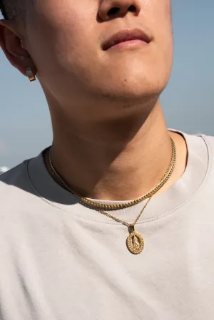 Stainless Steel Dapped Curb Chain Necklace - Gold
