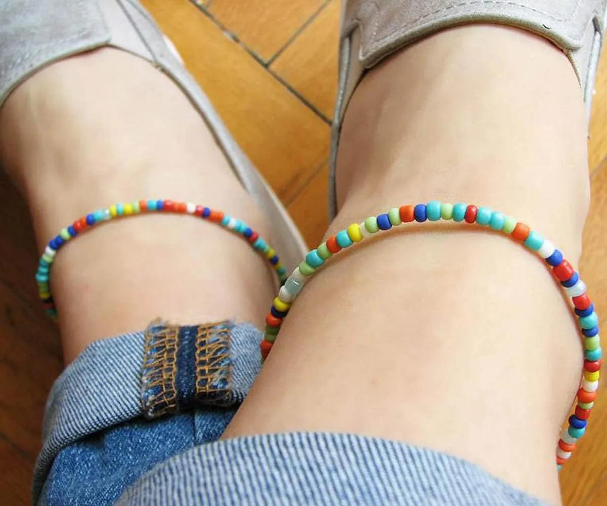 Starain Small Bead Anklets for Women Beach Foot Ankle Bracelet Cute Colorful Boho Beaded Anklets 8 inches