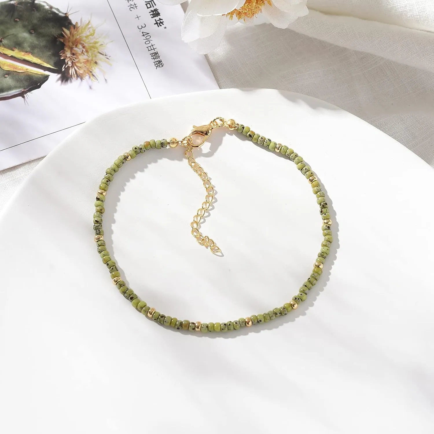 Starain Small Bead Anklets for Women Beach Foot Ankle Bracelet Cute Colorful Boho Beaded Anklets 8 inches