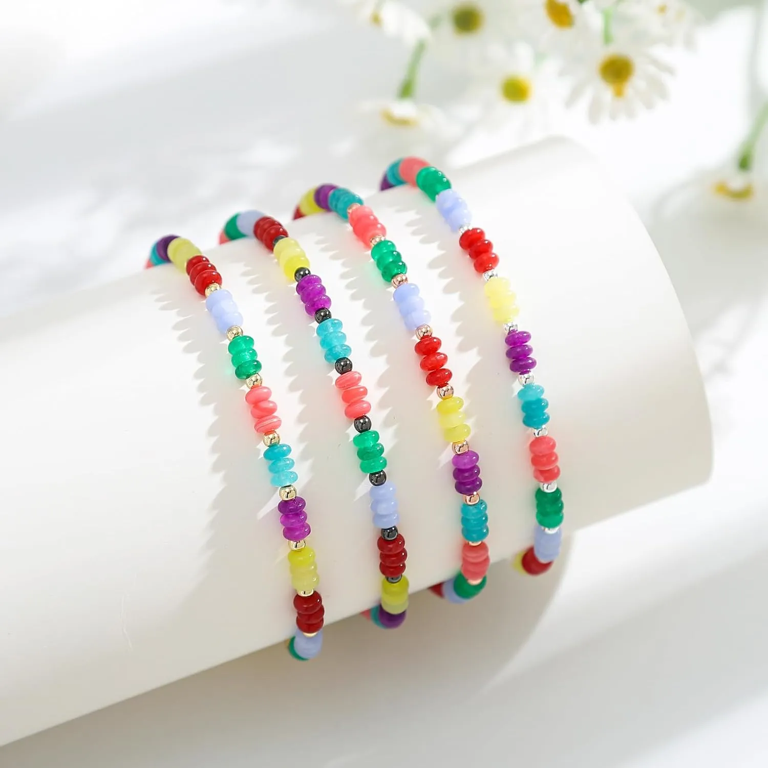 Starain Stone Beaded Anklets for Women Handmade Beach Boho Bead Ankle Bracelet Colorful Beads Anklet Jewelry Gift for Her