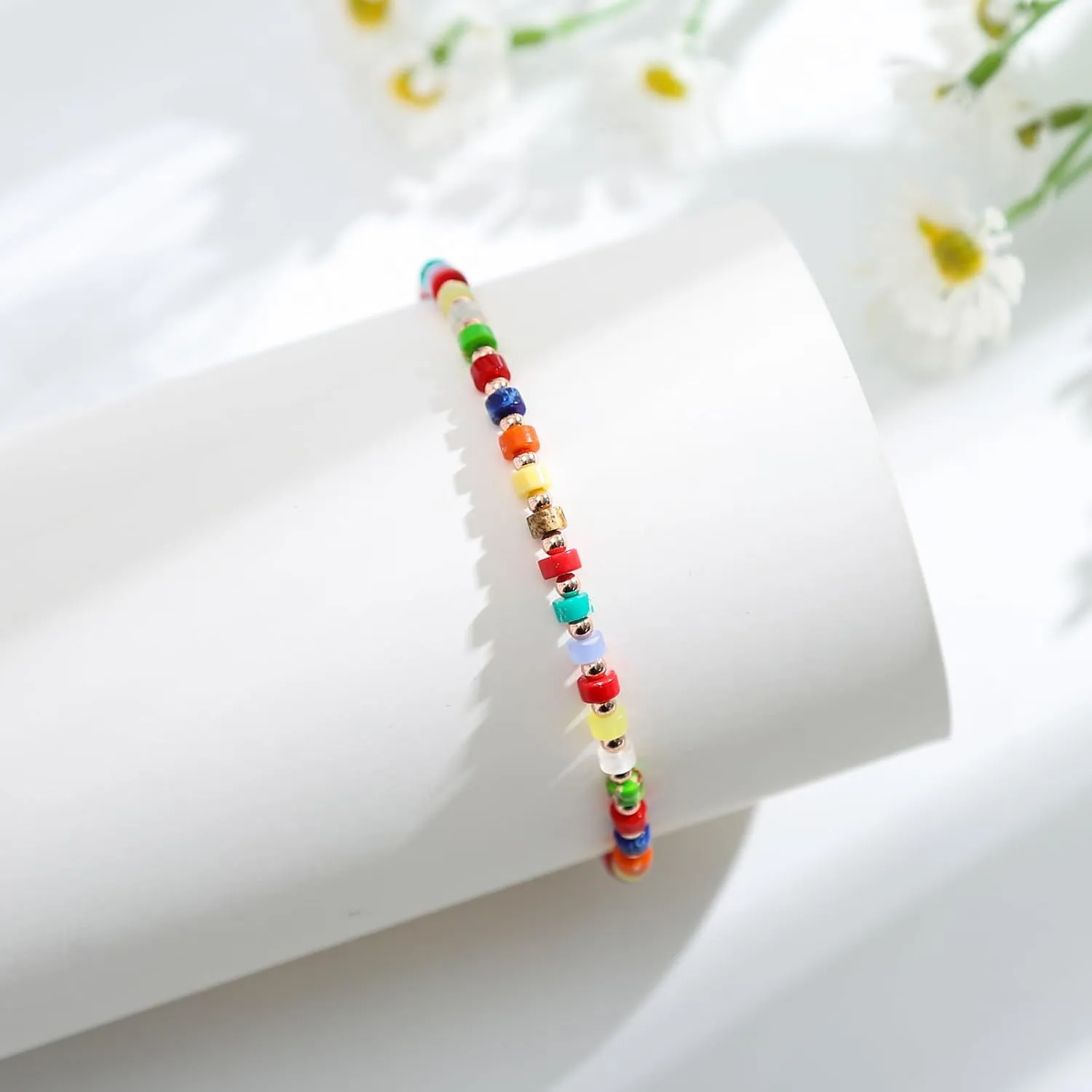 Starain Stone Beaded Anklets for Women Handmade Beach Boho Bead Ankle Bracelet Colorful Beads Anklet Jewelry Gift for Her