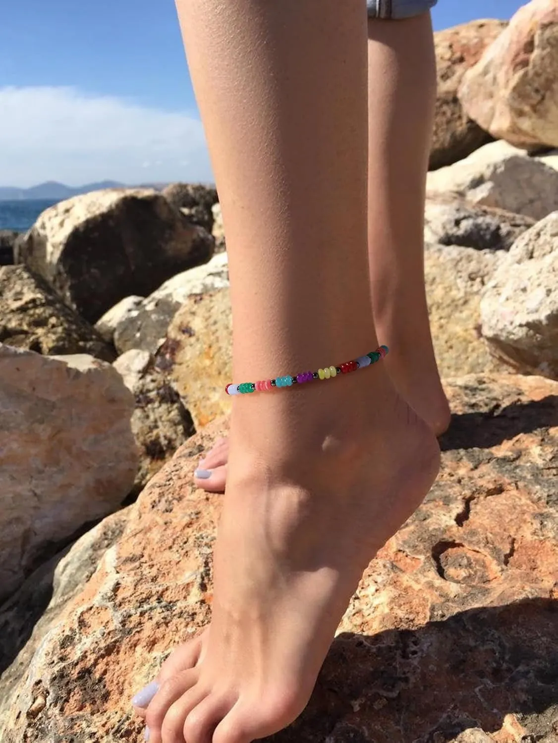 Starain Stone Beaded Anklets for Women Handmade Beach Boho Bead Ankle Bracelet Colorful Beads Anklet Jewelry Gift for Her