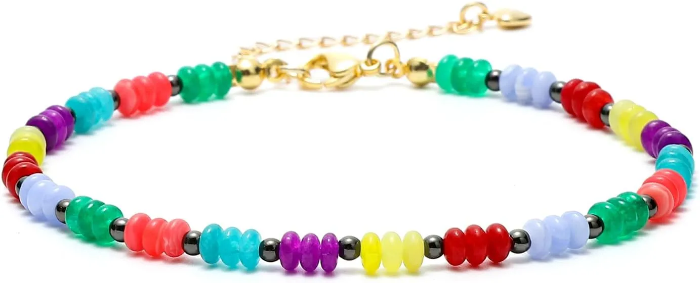 Starain Stone Beaded Anklets for Women Handmade Beach Boho Bead Ankle Bracelet Colorful Beads Anklet Jewelry Gift for Her