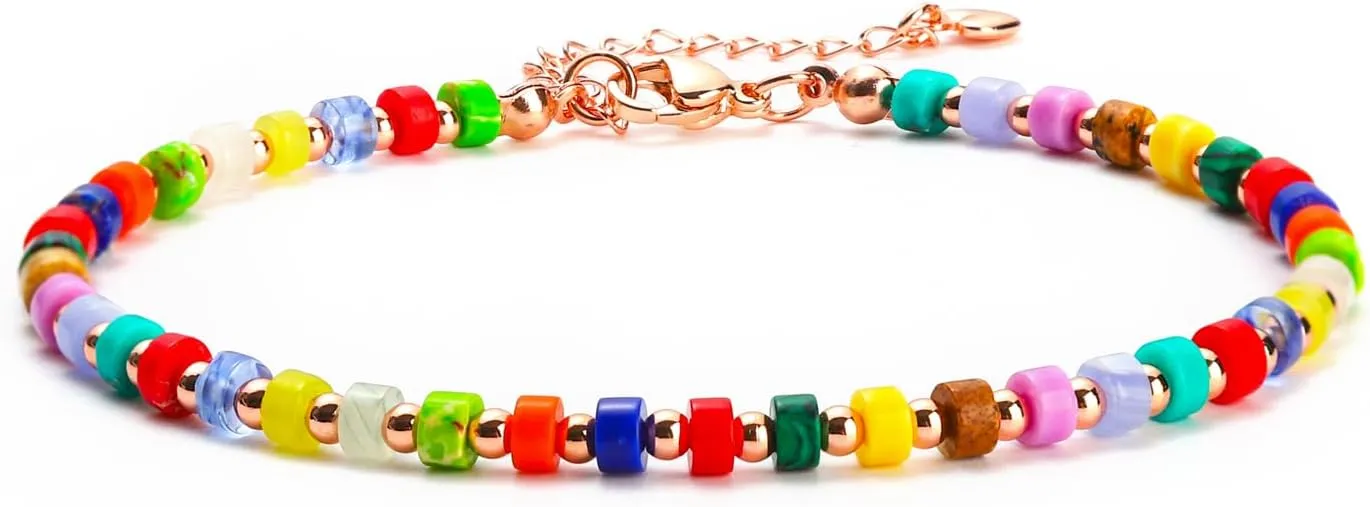 Starain Stone Beaded Anklets for Women Handmade Beach Boho Bead Ankle Bracelet Colorful Beads Anklet Jewelry Gift for Her