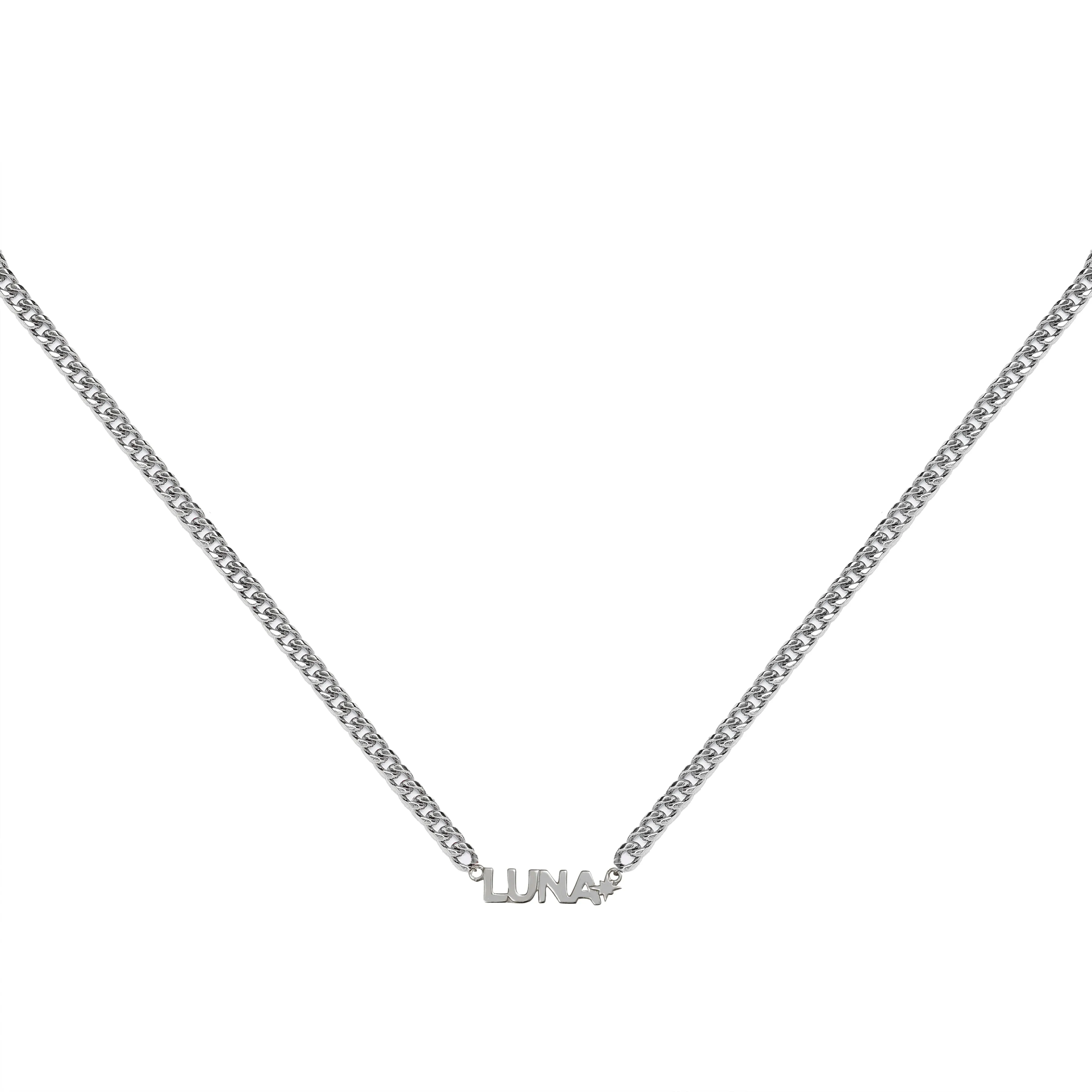 Sterling Silver Nameplate Necklace With XL Curb Chain