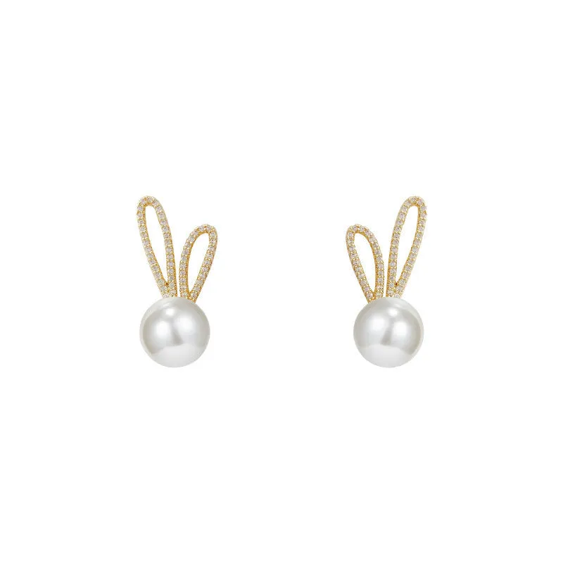 Stylish Vintage Diamond And Pearl Love Earrings