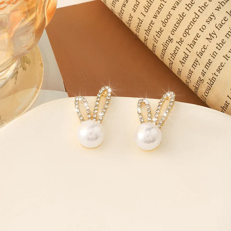 Stylish Vintage Diamond And Pearl Love Earrings