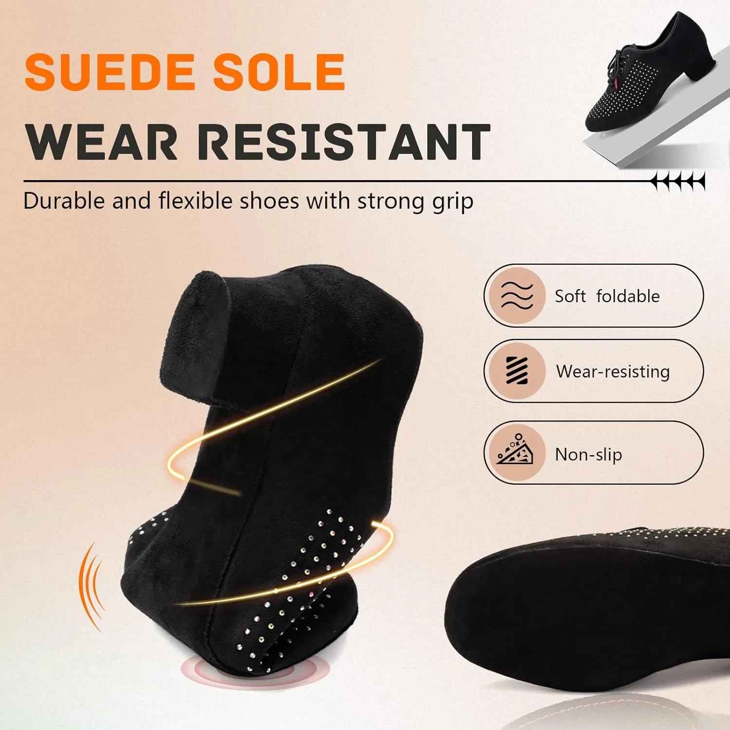 SWDZM Ballroom Dance Practice Shoes Women Rhinestone Closed Toe Latin Salsa Modern Lace up Practice Dance Shoes,Model LHD601