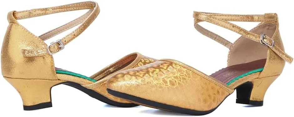 SWDZM Closed Toe Latin Dance Shoes for Women Ballroom Character Modern Tango Salsa Performance Dancing Shoes Low Heel
