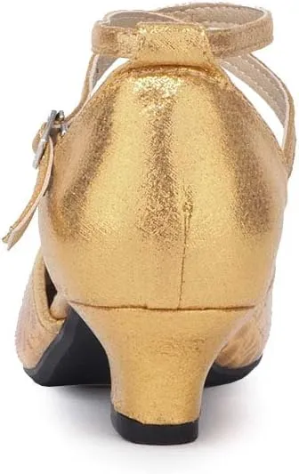 SWDZM Closed Toe Latin Dance Shoes for Women Ballroom Character Modern Tango Salsa Performance Dancing Shoes Low Heel