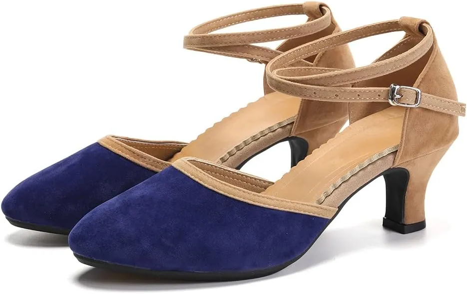 SWDZM Closed Toe Latin Dance Shoes for Women Ballroom Salsa Tango Character Party Wedding Dance Shoes