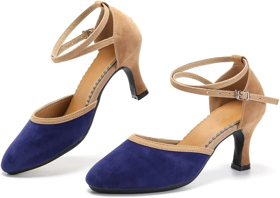 SWDZM Closed Toe Latin Dance Shoes for Women Ballroom Salsa Tango Character Party Wedding Dance Shoes
