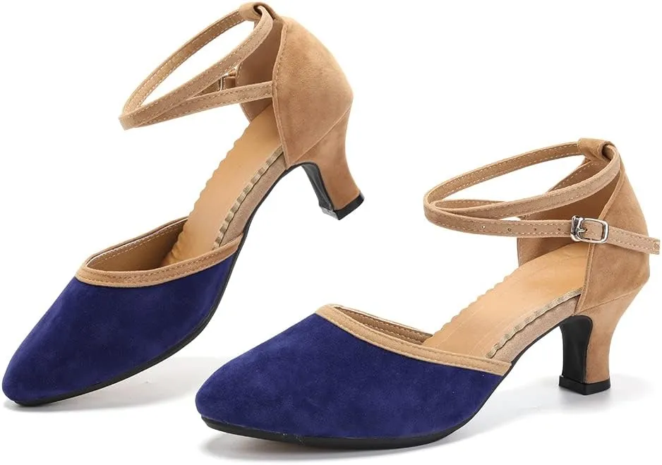 SWDZM Closed Toe Latin Dance Shoes for Women Ballroom Salsa Tango Character Party Wedding Dance Shoes