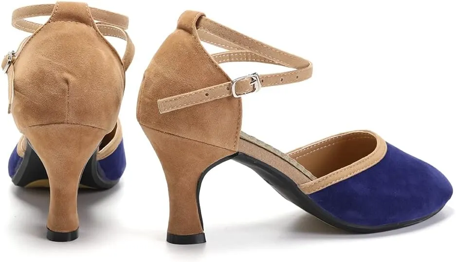 SWDZM Closed Toe Latin Dance Shoes for Women Ballroom Salsa Tango Character Party Wedding Dance Shoes