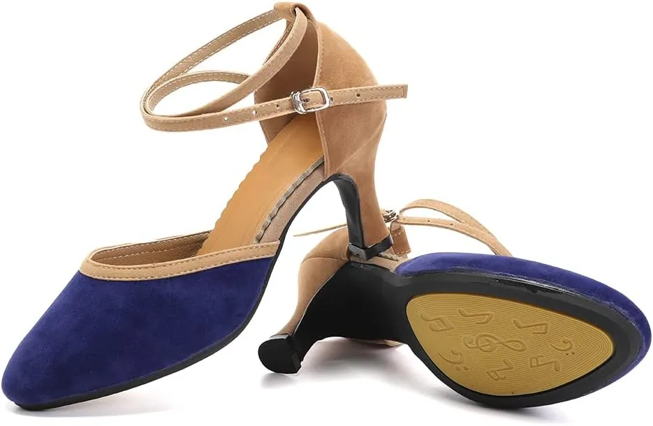 SWDZM Closed Toe Latin Dance Shoes for Women Ballroom Salsa Tango Character Party Wedding Dance Shoes