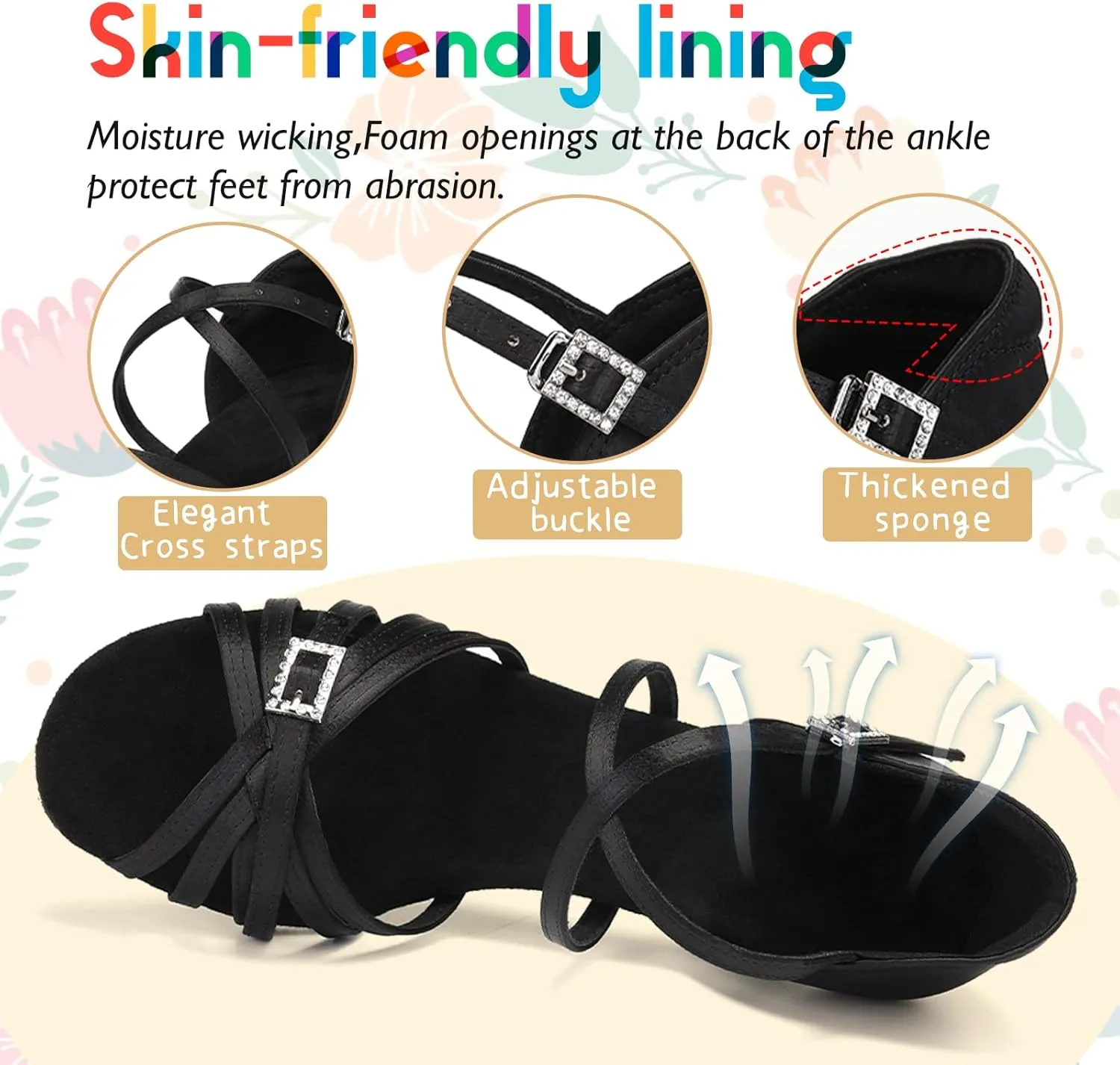 SWDZM Girls Latin Dance Shoes Low Heels Tango Salsa Ballroom Beginner Practice Dance Shoes