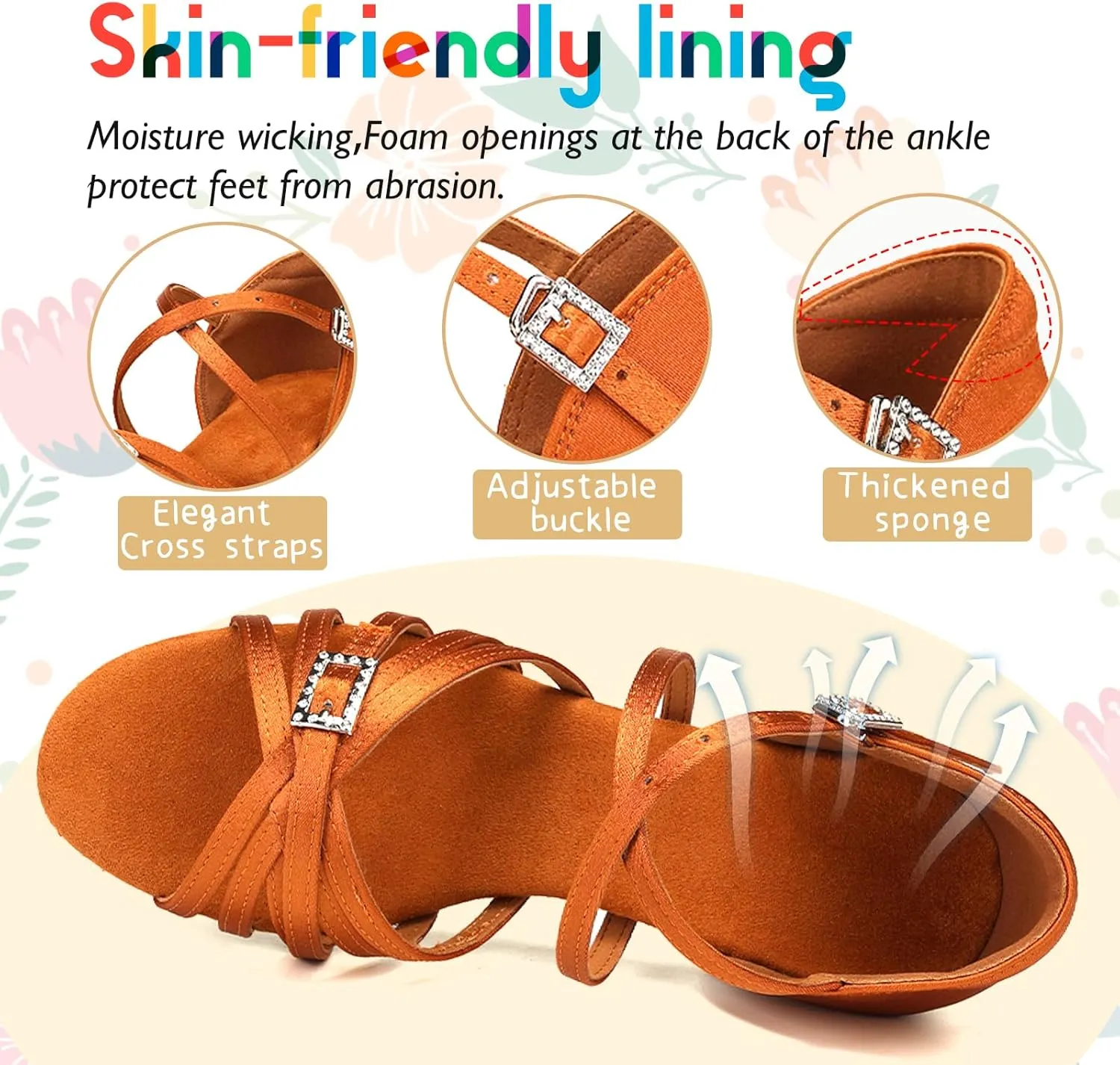SWDZM Girls Latin Dance Shoes Low Heels Tango Salsa Ballroom Beginner Practice Dance Shoes