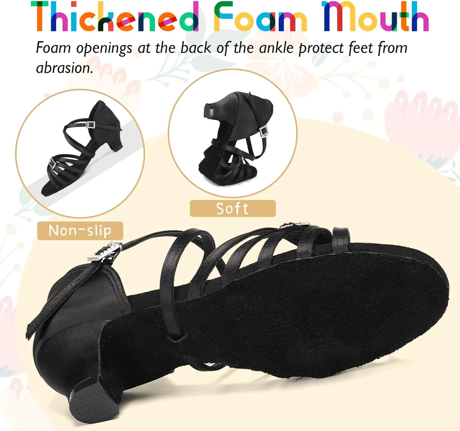SWDZM Girls Latin Dance Shoes Low Heels Tango Salsa Ballroom Beginner Practice Dance Shoes