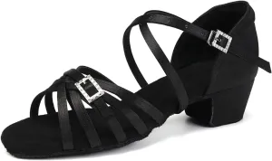 SWDZM Girls Latin Dance Shoes Low Heels Tango Salsa Ballroom Beginner Practice Dance Shoes