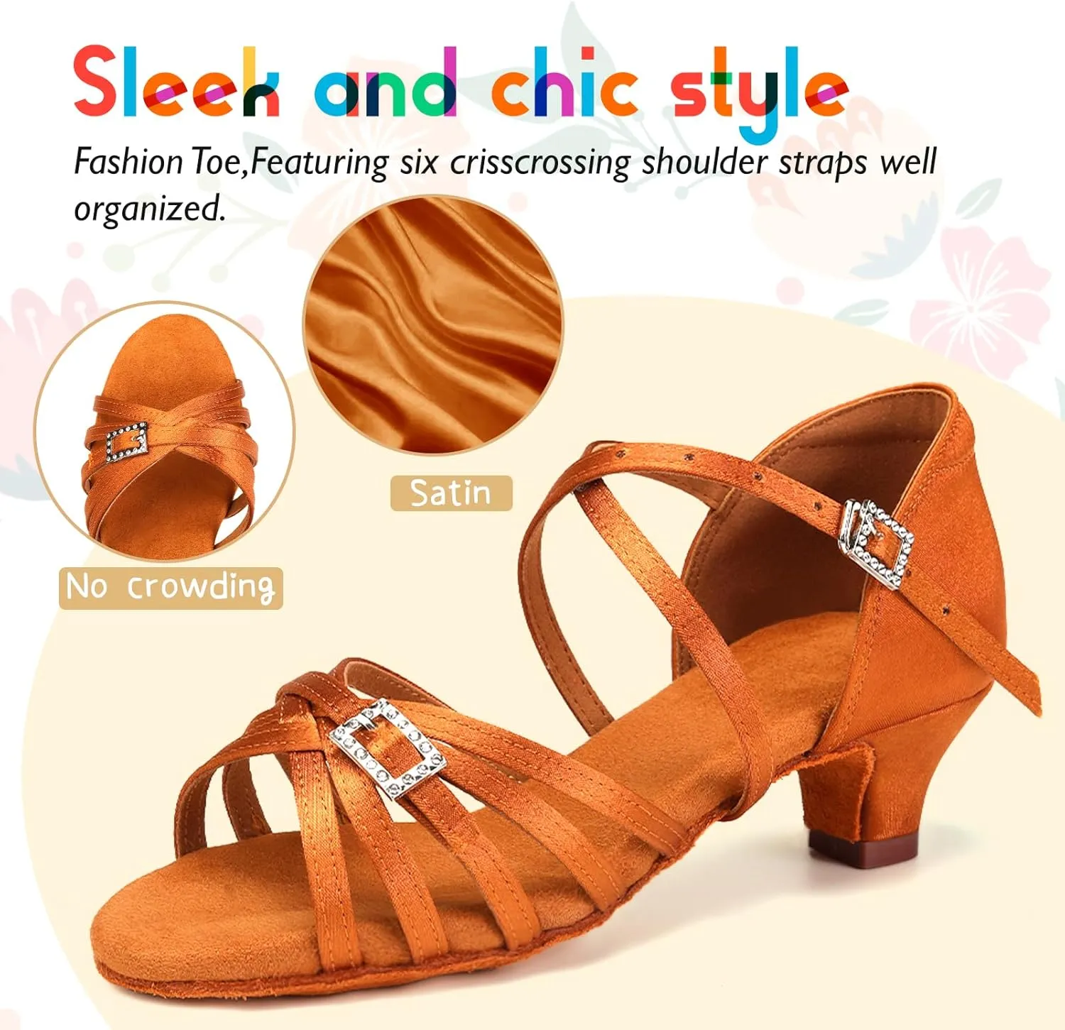 SWDZM Girls Latin Dance Shoes Low Heels Tango Salsa Ballroom Beginner Practice Dance Shoes