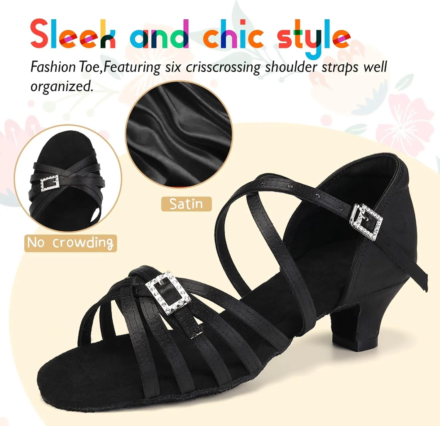 SWDZM Girls Latin Dance Shoes Low Heels Tango Salsa Ballroom Beginner Practice Dance Shoes