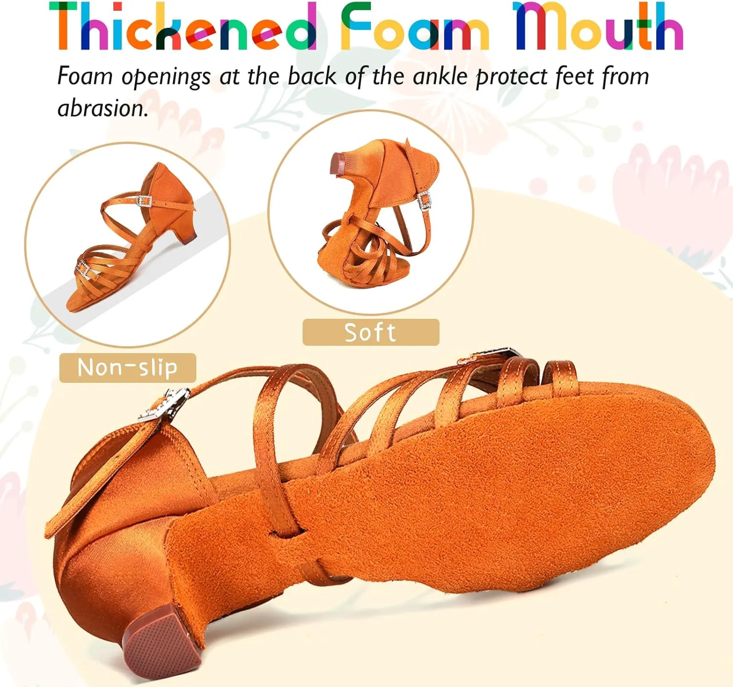 SWDZM Girls Latin Dance Shoes Low Heels Tango Salsa Ballroom Beginner Practice Dance Shoes