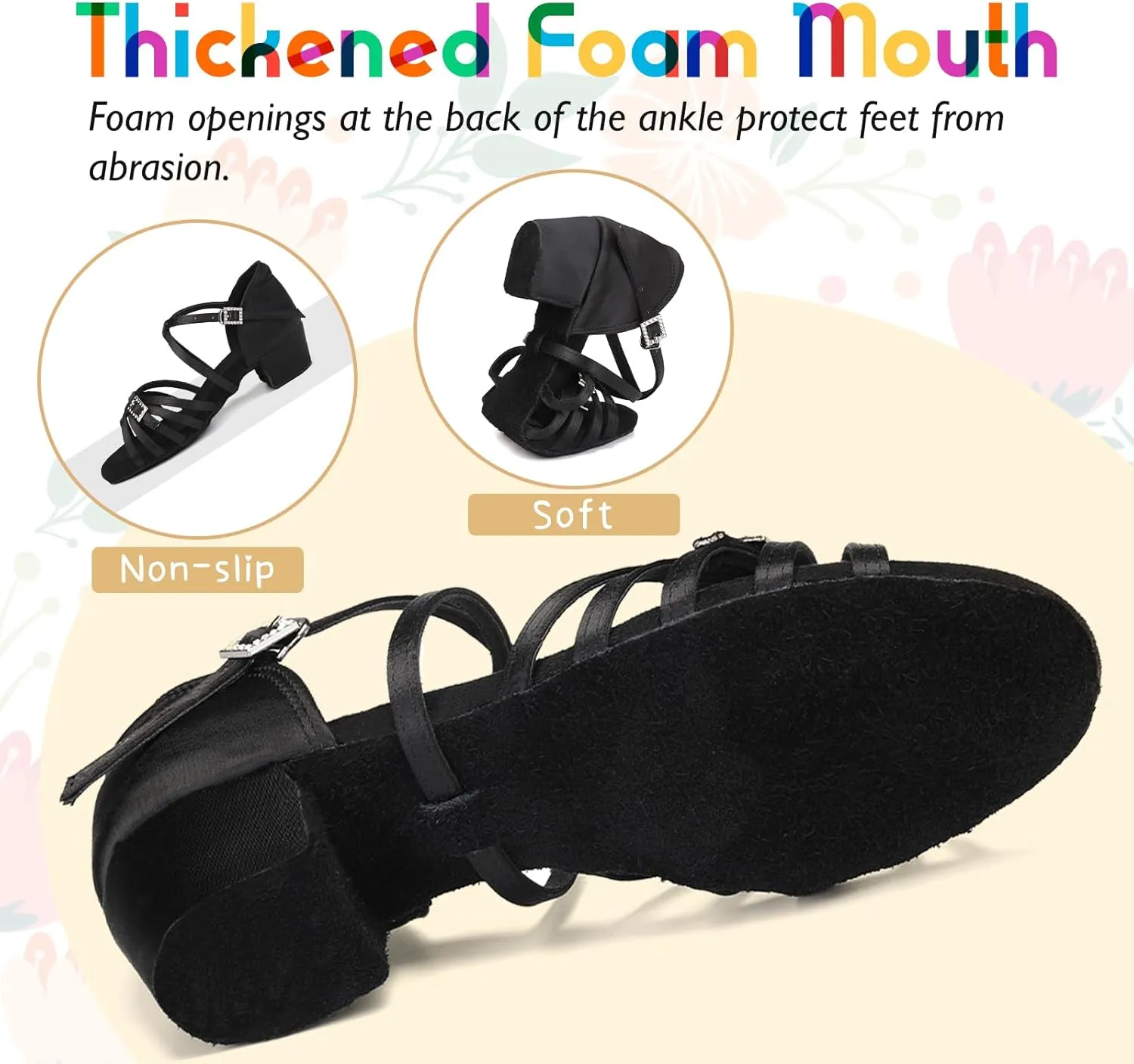 SWDZM Girls Latin Dance Shoes Low Heels Tango Salsa Ballroom Beginner Practice Dance Shoes