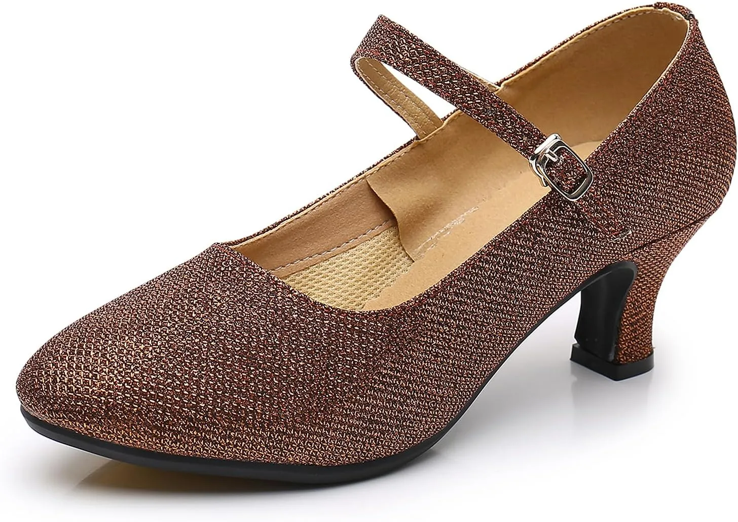 SWDZM Glitter Women Latin Dance Shoes Closed Toe Ballroom Salsa Tango Character Dancing Shoes
