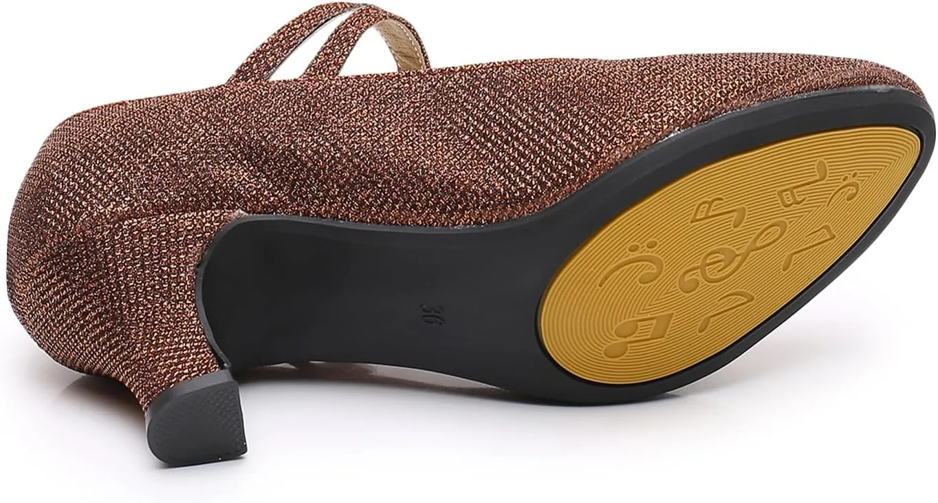 SWDZM Glitter Women Latin Dance Shoes Closed Toe Ballroom Salsa Tango Character Dancing Shoes