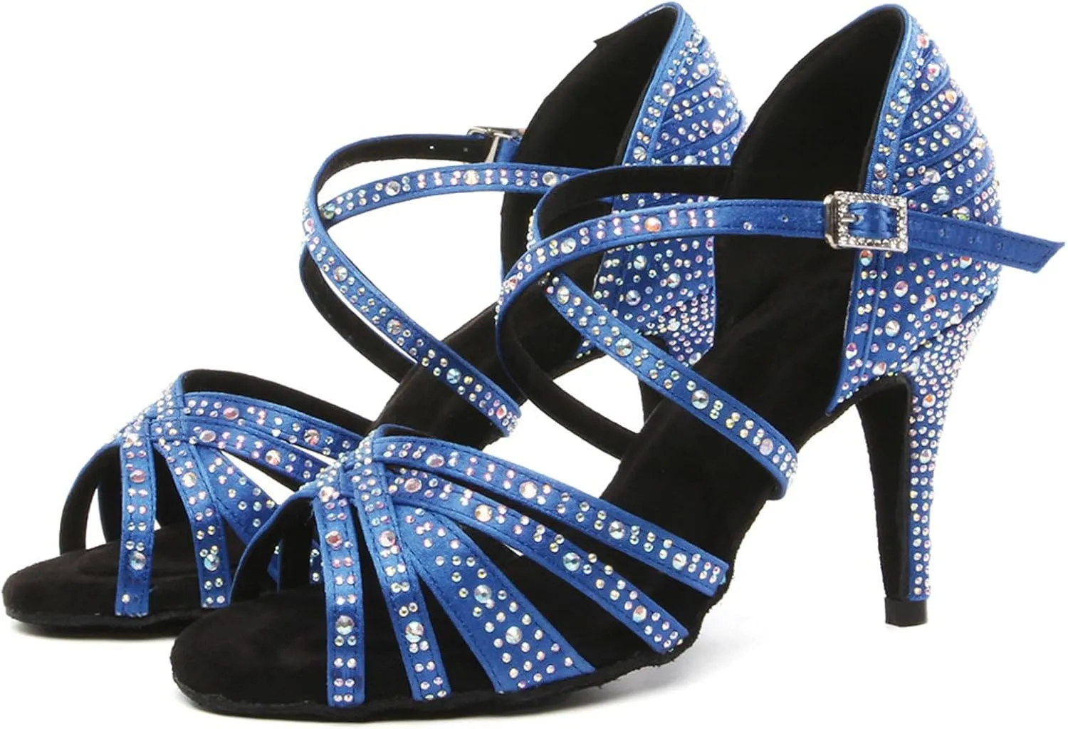 SWDZM Rhinestone Ballroom Dance Shoes Women High Heels Latin Salsa Professional Dancing Shoes
