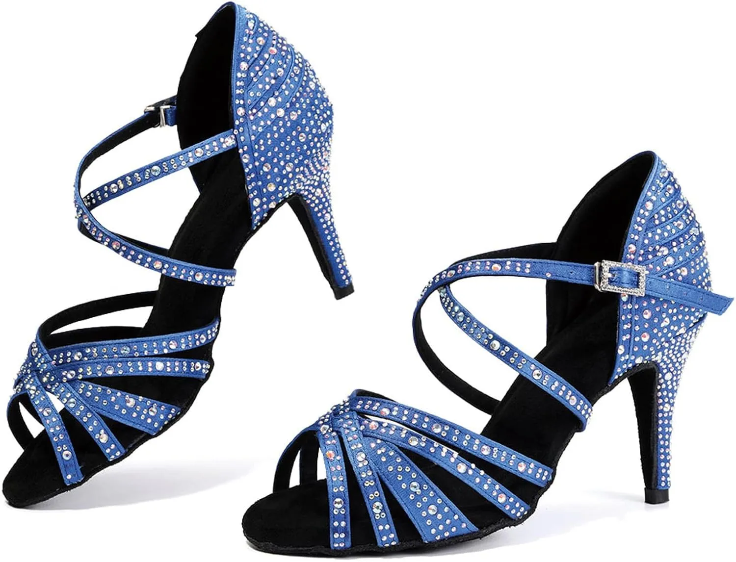 SWDZM Rhinestone Ballroom Dance Shoes Women High Heels Latin Salsa Professional Dancing Shoes