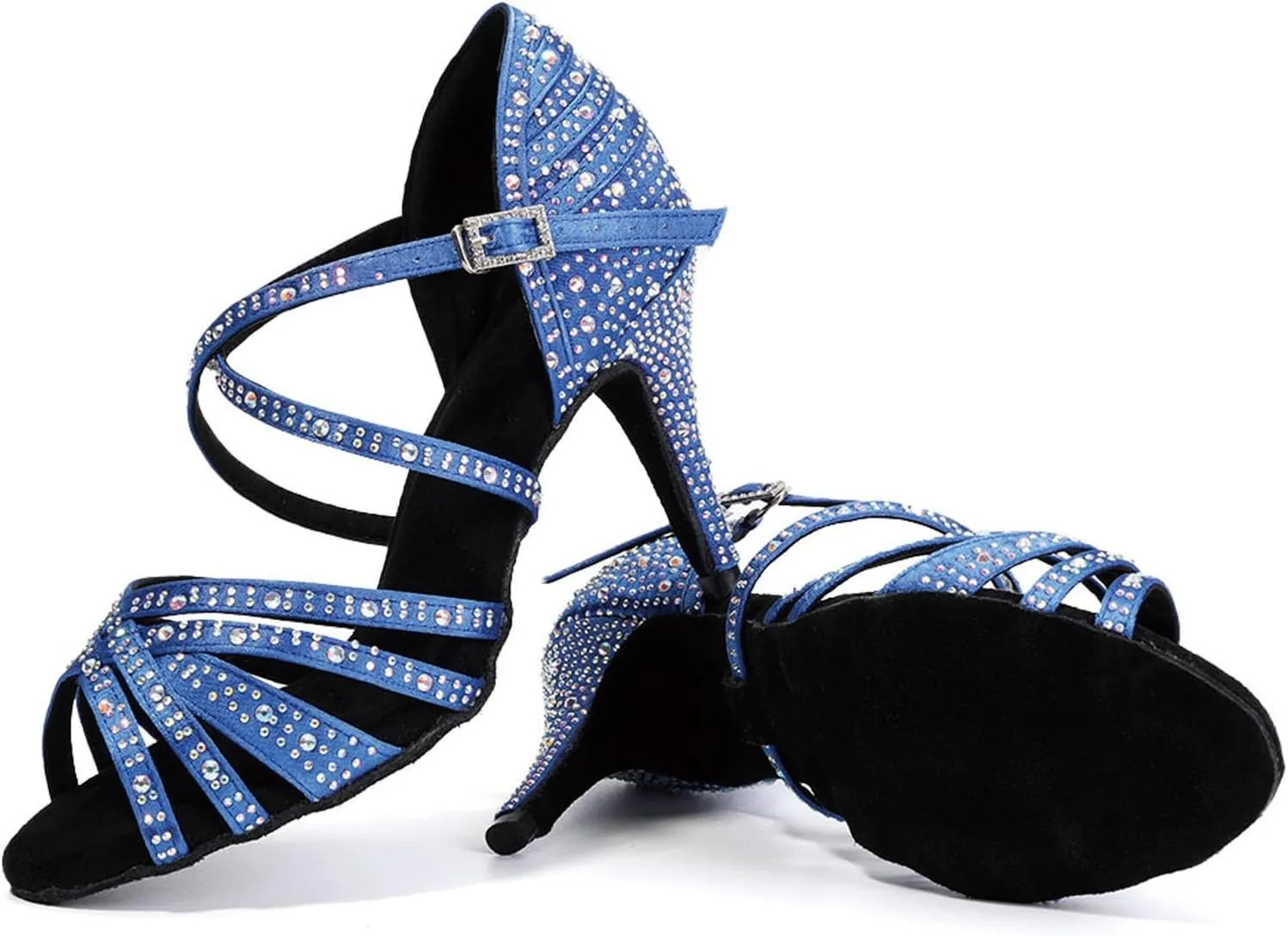 SWDZM Rhinestone Ballroom Dance Shoes Women High Heels Latin Salsa Professional Dancing Shoes
