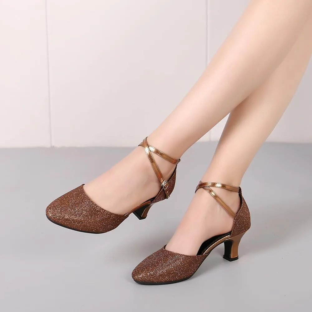 SWDZM Women Latin Dance Shoes Ballroom Salsa Low Heel Party Wedding Dance Shoes