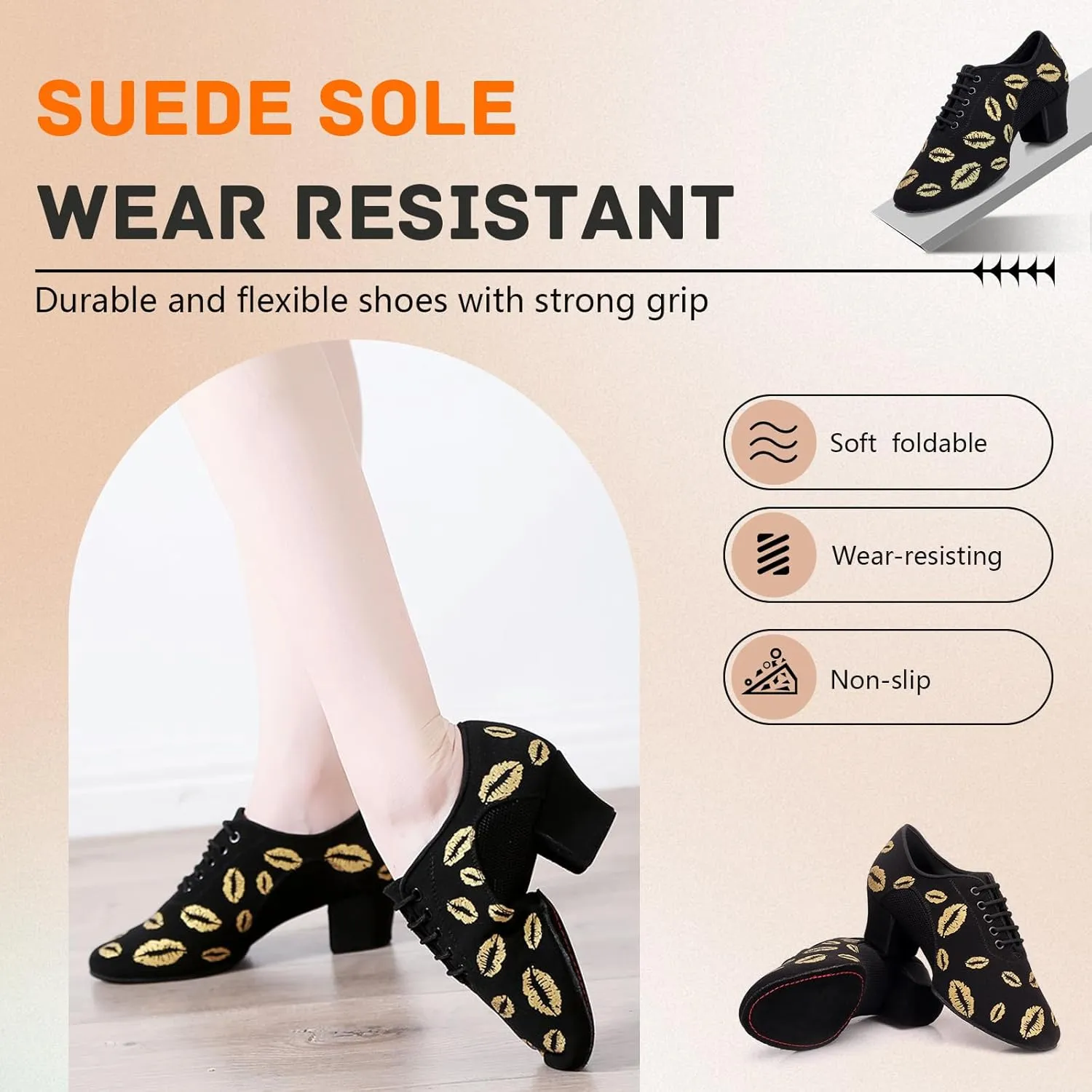 SWDZM Women's Latin Dance Shoes Lace-up Ballroom Modern Salsa Rhythm Teaching Practice Dance Shoes,Model EM707