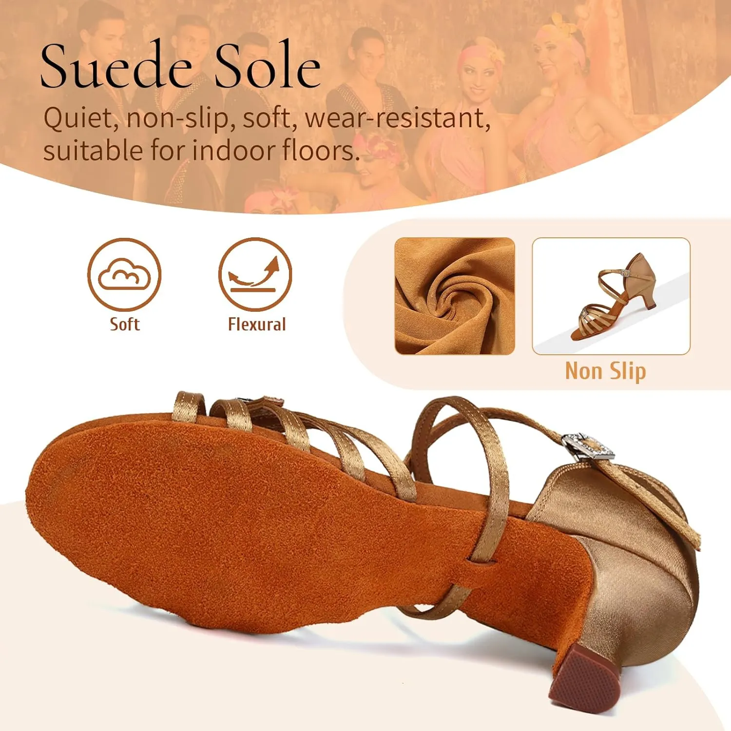 SWDZM Womens Latin Dance Shoes Satin Professional Ballroom Salsa Bachata Performance Practice Dancing Shoes
