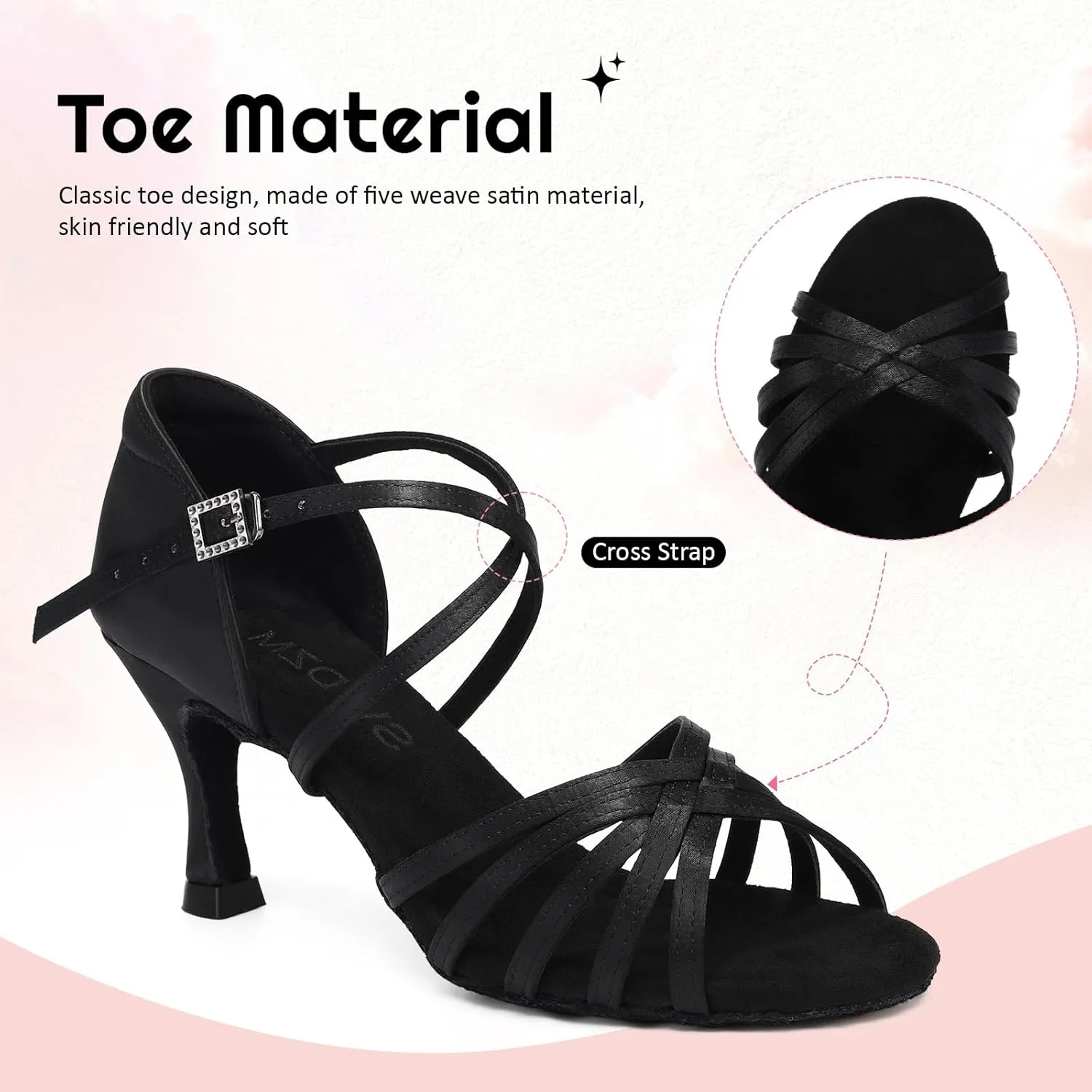 SWDZM Women's Satin Latin Dance Shoes Ballroom Salsa Waltz Performance Practice Dancing Shoes