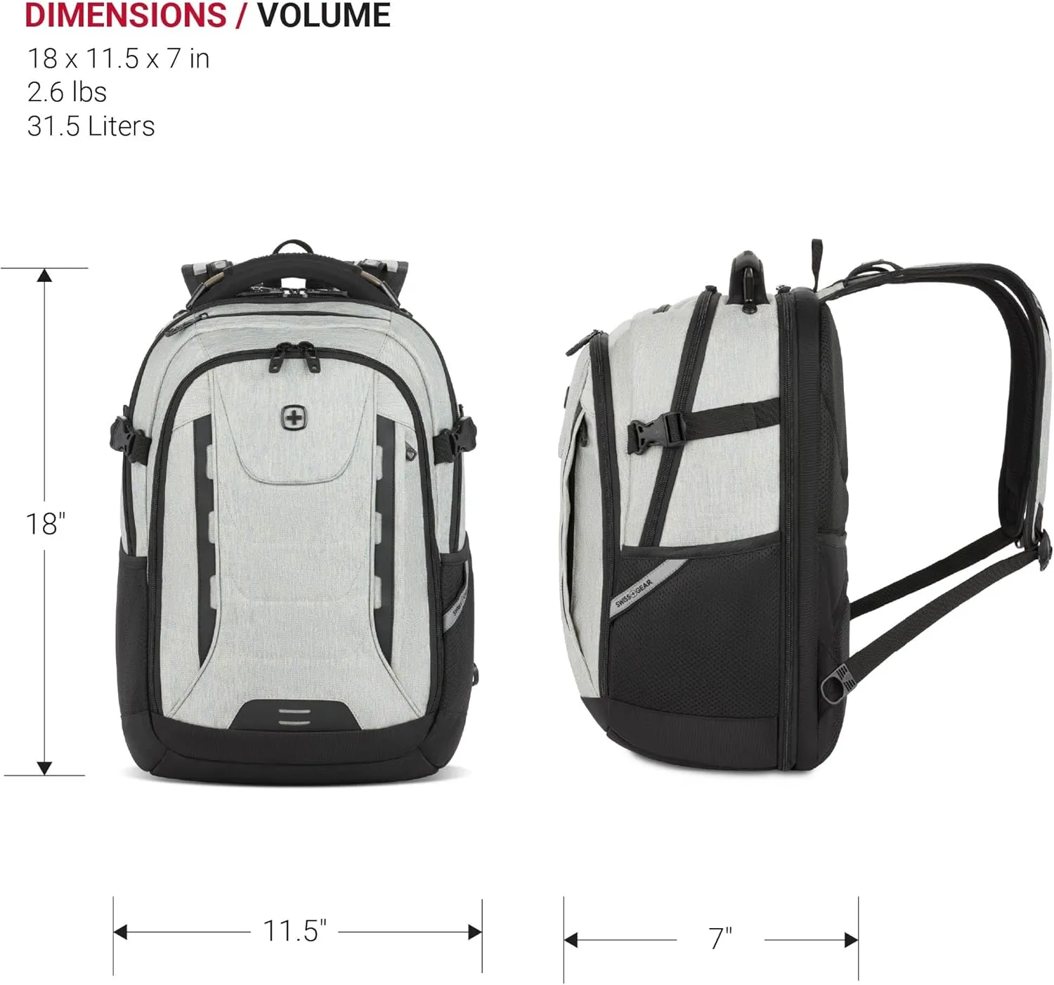 SwissGear Travel Tech Pro Laptop Backpack  Fits Laptops up to 16  ScanSmart TSA-Friendly Backpack with Multiple Organizer Pockets  Grey Heather