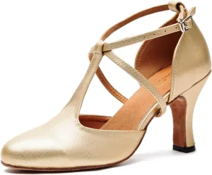 T-Strap Ballroom Dance Shoes for Women's Salsa Latin Tango Wedding Party