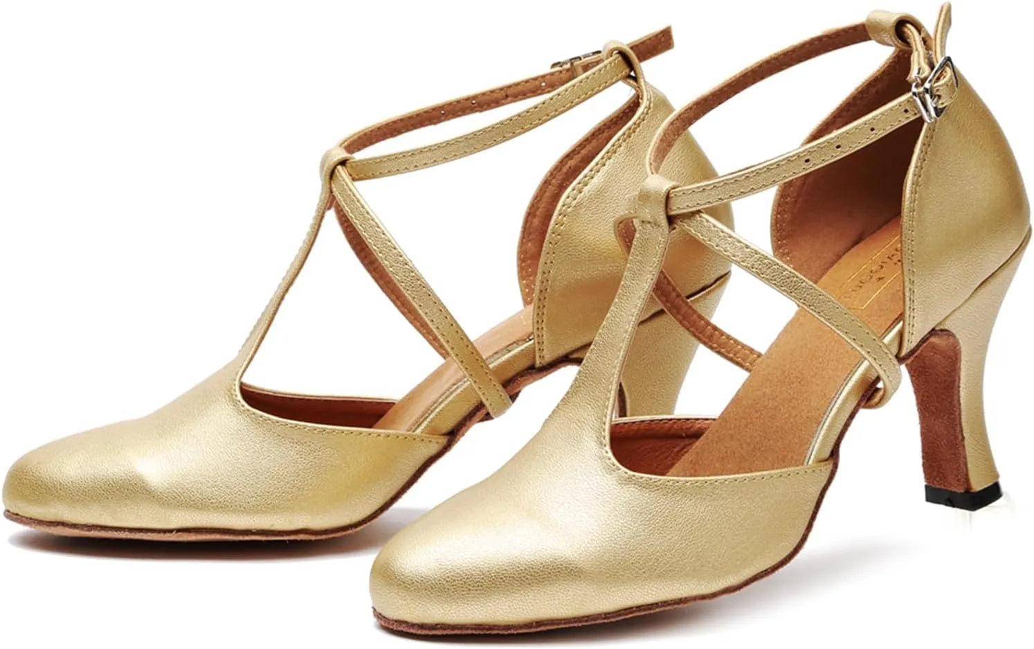 T-Strap Ballroom Dance Shoes for Women's Salsa Latin Tango Wedding Party