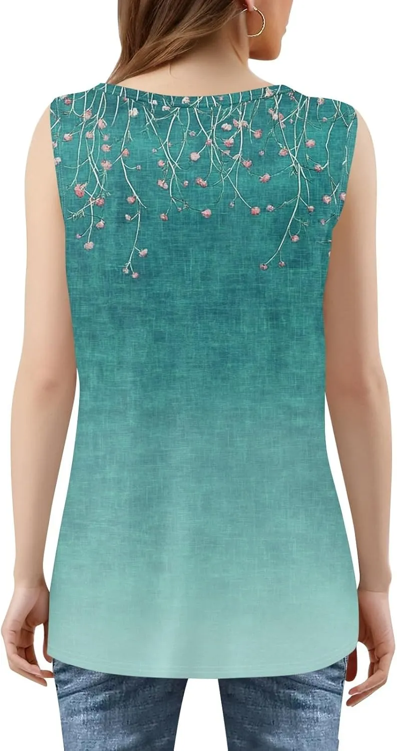 Tank Top for Women Loose Trendy Summer Tops Spring 2025 Women Fashion Sleeveless Blouses Square Neck Floral Top