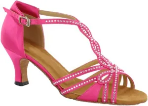 TDA Womens T-strap Peep Toe High Heels Crystals Satin Latin Modern Salsa Tango Ballroom Wedding Dance Shoes