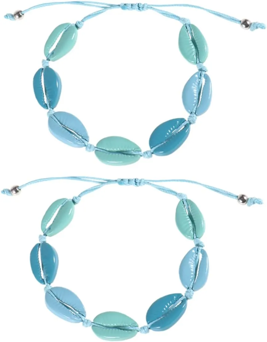 TENDYCOCO 2pcs Shell Bracelet Shell Hand Jewelry Woven Bracelet