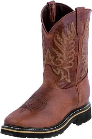 Texas Legacy Mens S750 Cognac Work Boots Leather Slip Resistant Steel Toe