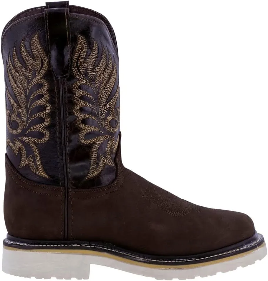 Texas Legacy Mens S750 Dark Brown Work Boots Leather Slip Resistant Steel Toe