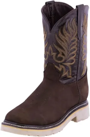 Texas Legacy Mens S750 Dark Brown Work Boots Leather Slip Resistant Steel Toe