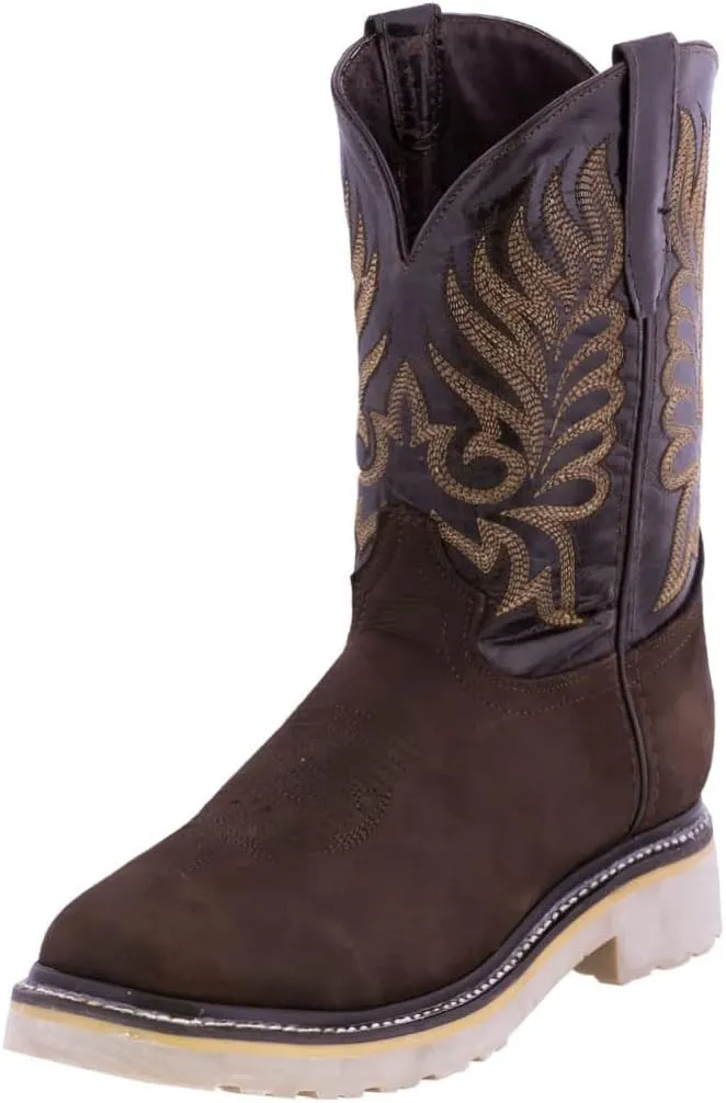 Texas Legacy Mens S750 Dark Brown Work Boots Leather Slip Resistant Steel Toe