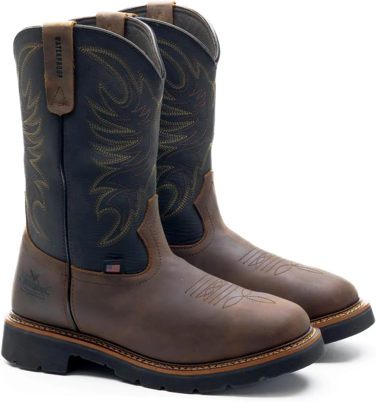 Thorogood Work Western 11" Square Toe Waterproof Leather Work Boots for Men with a Non-Safety Toe and Slip-Resistant Outsole