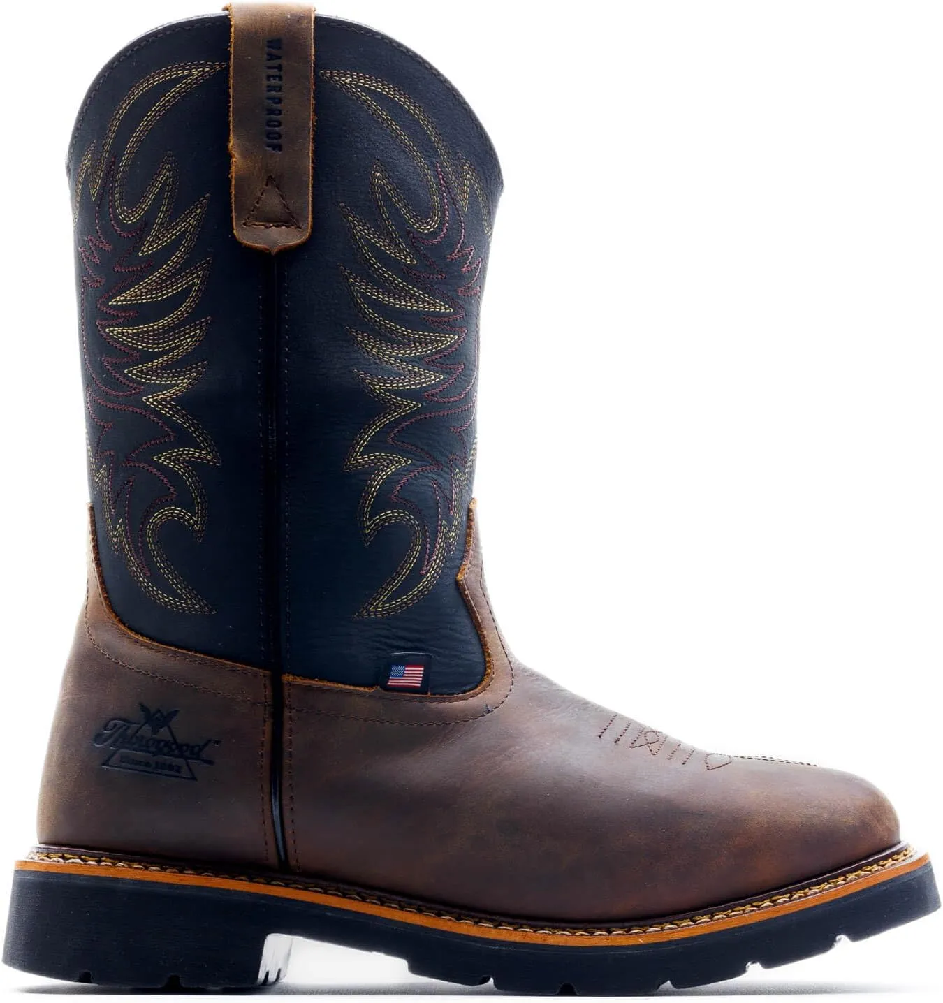 Thorogood Work Western 11" Square Toe Waterproof Leather Work Boots for Men with a Non-Safety Toe and Slip-Resistant Outsole